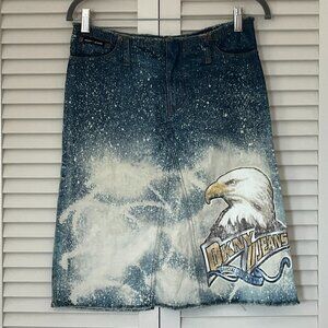 DKNY Jeans denim skirt eagle paint spattered 5 vintage